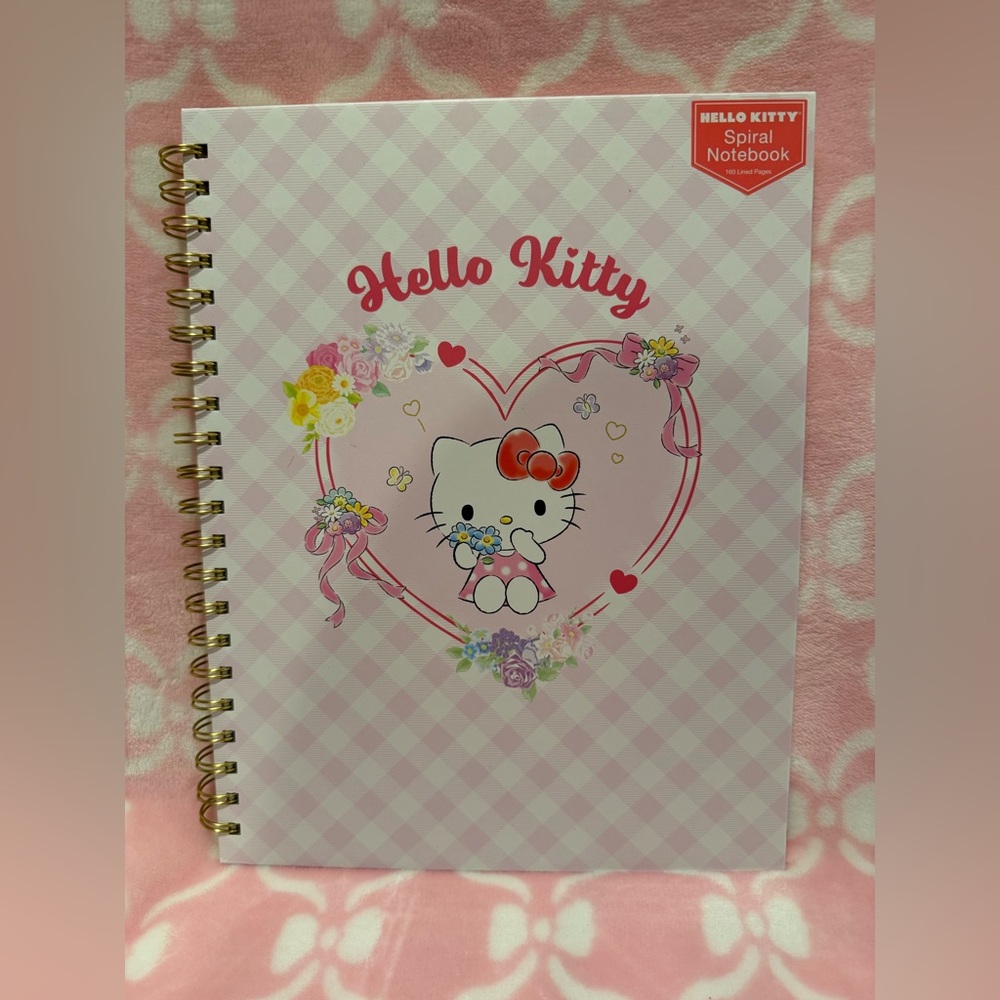 Large Hello Kitty Pink and Red Spiral Notebook